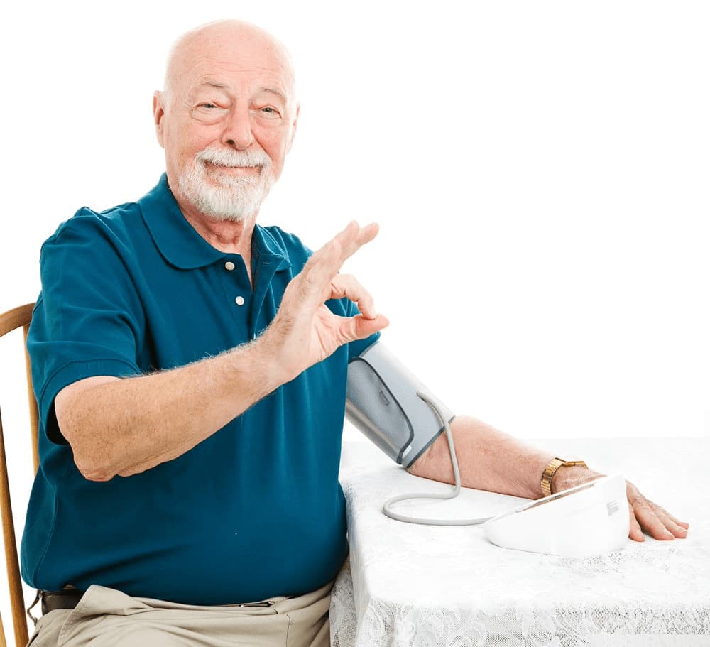 Older Man Signaling Healthy Blood Pressure